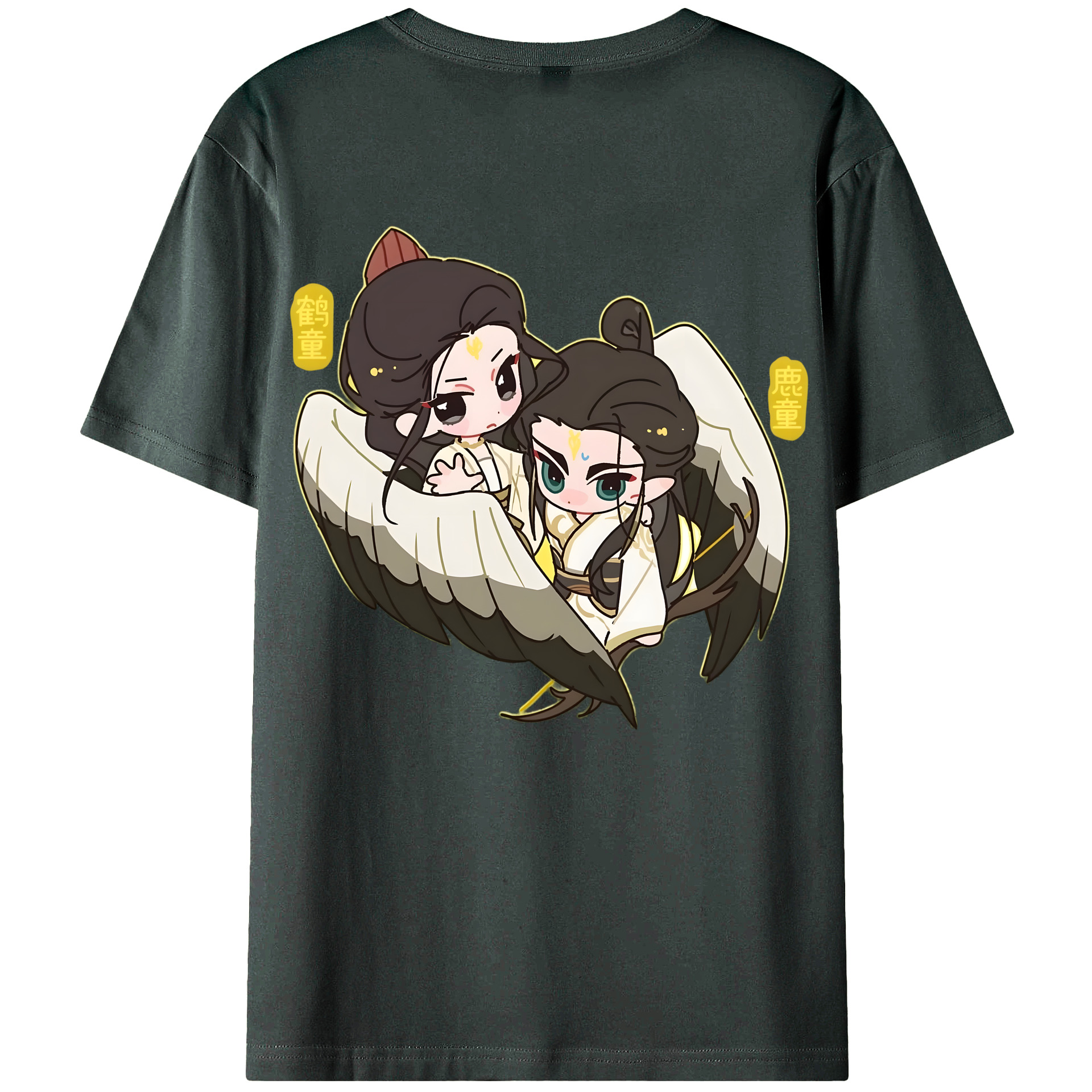 （画像用） Ne Zha 2 ナタ 魔童の大暴れ 綿100％ メンズ半袖Tシャツ（バックプリント） 通気性